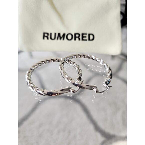 Rumored Silver Rope Hoop Earrings New - Picture 1 of 4